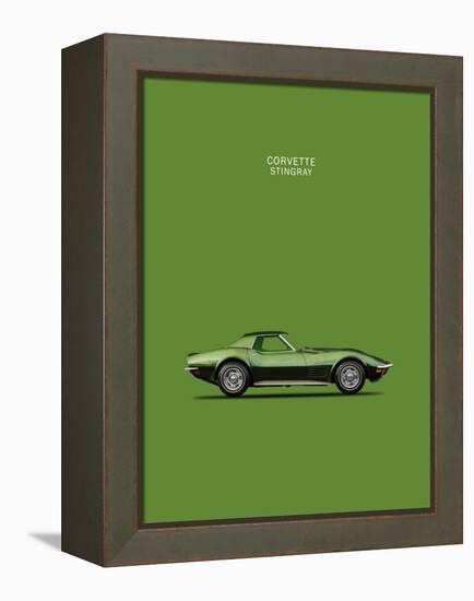 Corvette Stingray 1970 Green-Mark Rogan-Framed Stretched Canvas