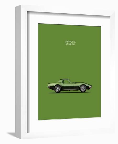 Corvette Stingray 1970 Green-Mark Rogan-Framed Art Print