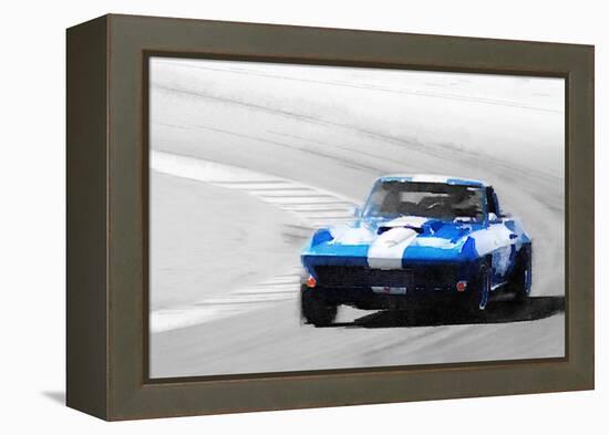 Corvette Stingray Laguna Seca Watercolor-NaxArt-Framed Stretched Canvas