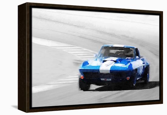 Corvette Stingray Laguna Seca Watercolor-NaxArt-Framed Stretched Canvas