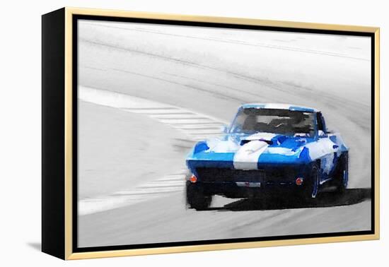 Corvette Stingray Laguna Seca Watercolor-NaxArt-Framed Stretched Canvas