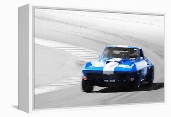 Corvette Stingray Laguna Seca Watercolor-NaxArt-Framed Stretched Canvas