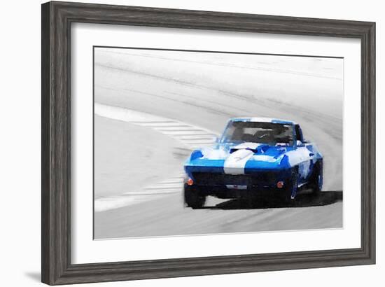 Corvette Stingray Laguna Seca Watercolor-NaxArt-Framed Premium Giclee Print