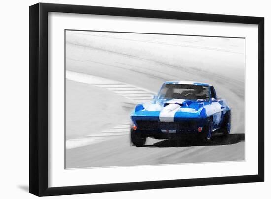 Corvette Stingray Laguna Seca Watercolor-NaxArt-Framed Premium Giclee Print