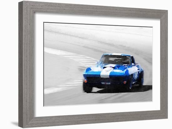 Corvette Stingray Laguna Seca Watercolor-NaxArt-Framed Art Print