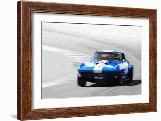 Corvette Stingray Laguna Seca Watercolor-NaxArt-Framed Art Print