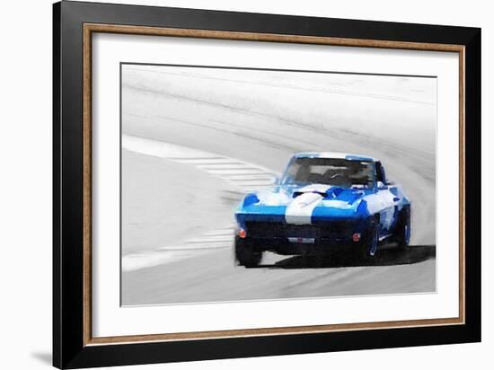 Corvette Stingray Laguna Seca Watercolor-NaxArt-Framed Art Print