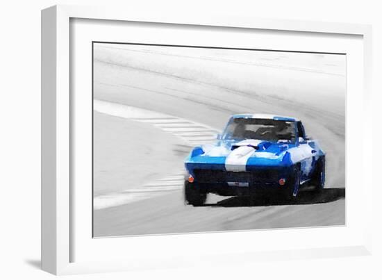 Corvette Stingray Laguna Seca Watercolor-NaxArt-Framed Art Print