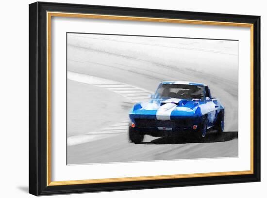 Corvette Stingray Laguna Seca Watercolor-NaxArt-Framed Art Print