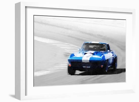 Corvette Stingray Laguna Seca Watercolor-NaxArt-Framed Art Print