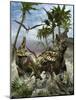 Corythosaurus Being Chased by a Tyrannosaurus Rex-Stocktrek Images-Mounted Art Print