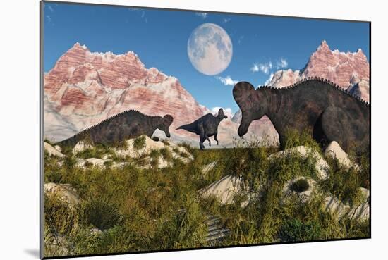 Corythosaurus Nesting Ground Set During the Cretaceous Period-null-Mounted Art Print