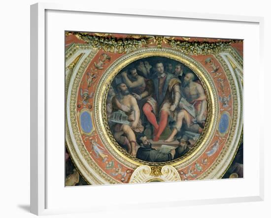 Cosimo I and His Artists, from the Sala Di Cosimo I-Giorgio Vasari-Framed Giclee Print