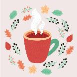 Illustration of Tea in Autumn Leaves-cosmaa-Mounted Art Print
