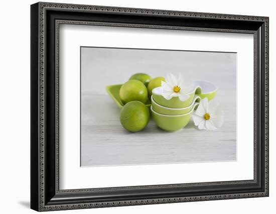Cosmea, Flower, White, Shells, Lime, Green, Still Life-Andrea Haase-Framed Photographic Print