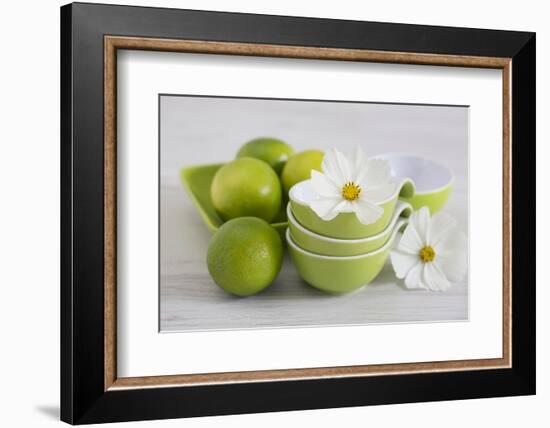 Cosmea, Flower, White, Shells, Lime, Green, Still Life-Andrea Haase-Framed Photographic Print