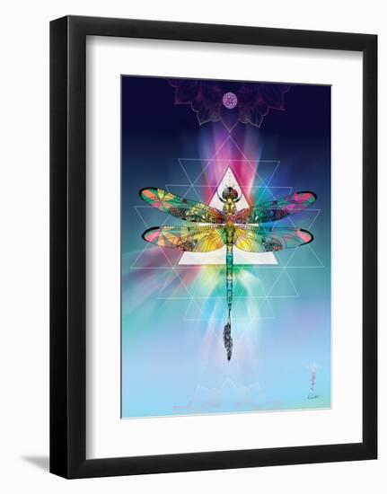 Cosmic Dragonfly-Karin Roberts-Framed Art Print