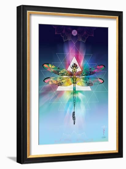 Cosmic Dragonfly-Karin Roberts-Framed Art Print