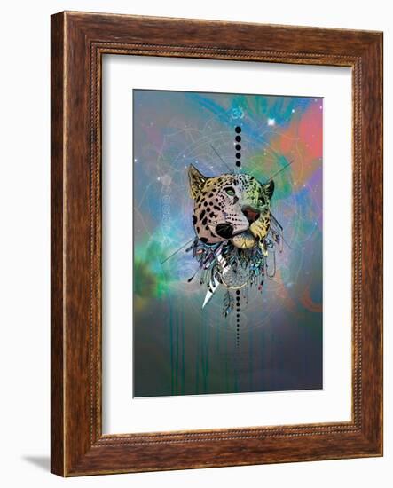 Cosmic Leopard-Karin Roberts-Framed Art Print