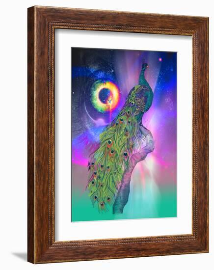 Cosmic Peacock-Karin Roberts-Framed Art Print