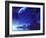 Cosmic Seascape On Another World with a Ringed Planet in the Night Sky-Stocktrek Images-Framed Photographic Print