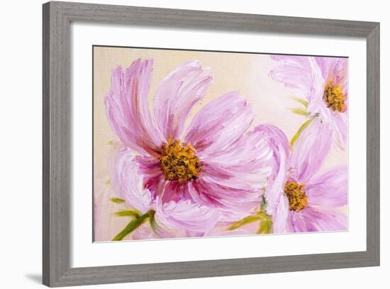 Cosmos-Flowers. Oil Painting-Valenty-Framed Art Print