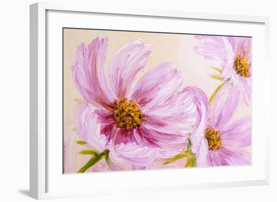 Cosmos-Flowers. Oil Painting-Valenty-Framed Art Print