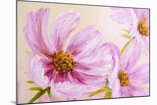 Cosmos-Flowers. Oil Painting-Valenty-Mounted Art Print