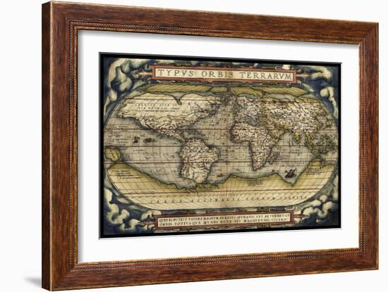 Cosmos-Ortelius World Map 1570-Vintage Lavoie-Framed Giclee Print