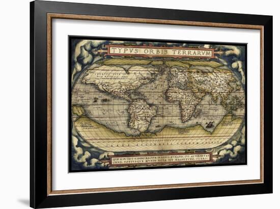 Cosmos-Ortelius World Map 1570-Vintage Lavoie-Framed Giclee Print