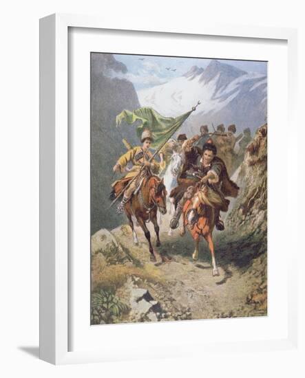 Cossacks of the Caucasus Return from a Raid on a Settlement of Muslim Cossacks-Russian-Framed Giclee Print