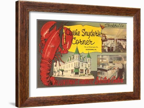 Cossie Snyder's Corner, Lobster Center, Retro-null-Framed Art Print