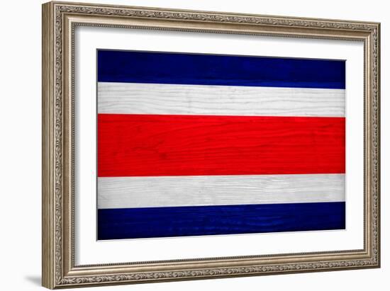 Costa Rica Flag Design with Wood Patterning - Flags of the World Series-Philippe Hugonnard-Framed Art Print