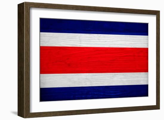 Costa Rica Flag Design with Wood Patterning - Flags of the World Series-Philippe Hugonnard-Framed Art Print