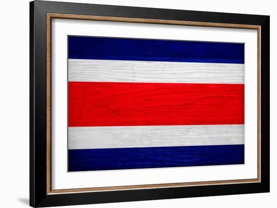 Costa Rica Flag Design with Wood Patterning - Flags of the World Series-Philippe Hugonnard-Framed Art Print