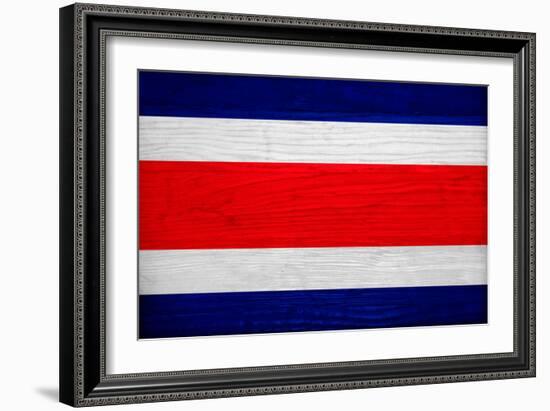 Costa Rica Flag Design with Wood Patterning - Flags of the World Series-Philippe Hugonnard-Framed Art Print