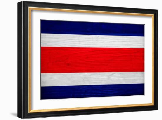 Costa Rica Flag Design with Wood Patterning - Flags of the World Series-Philippe Hugonnard-Framed Art Print