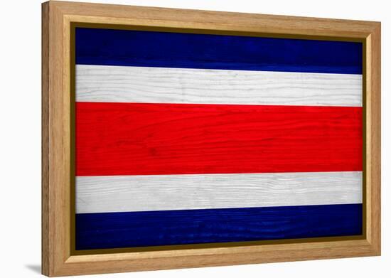 Costa Rica Flag Design with Wood Patterning - Flags of the World Series-Philippe Hugonnard-Framed Stretched Canvas