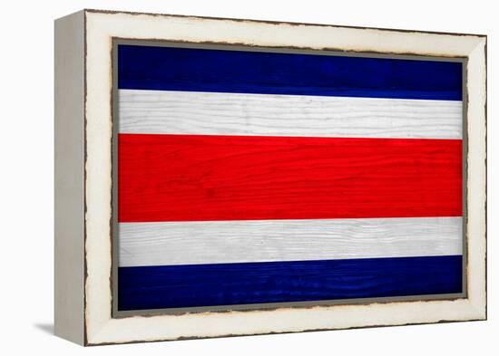 Costa Rica Flag Design with Wood Patterning - Flags of the World Series-Philippe Hugonnard-Framed Stretched Canvas