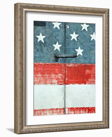 Costa Rican Flag Painted on Door, Costa Rica-John Coletti-Framed Photographic Print