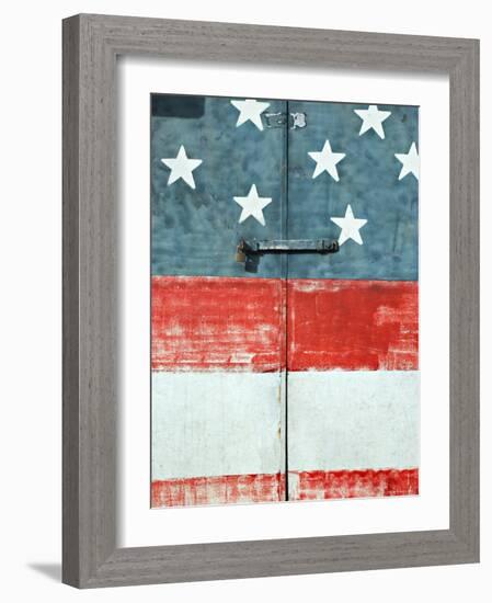 Costa Rican Flag Painted on Door, Costa Rica-John Coletti-Framed Photographic Print