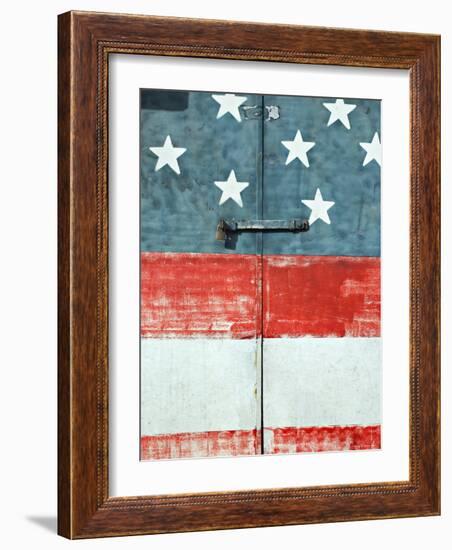 Costa Rican Flag Painted on Door, Costa Rica-John Coletti-Framed Photographic Print