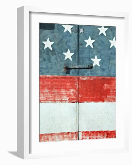 Costa Rican Flag Painted on Door, Costa Rica-John Coletti-Framed Photographic Print