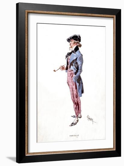 Costume by Adolpho Hohenstein (1854-1928) for the Character of Marcello. Opera “” the Boheme”” by G-Adolfo Hohenstein-Framed Giclee Print