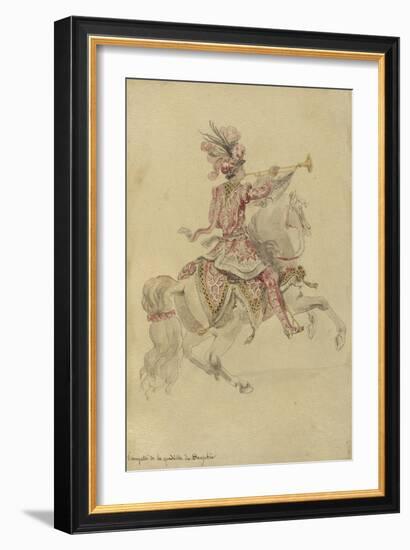 Costume de Carrousel : projet pour celui d'un cavalier, Trompette de la quadrille du Dauphin-Jean I Berain-Framed Giclee Print