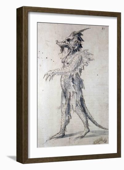 Costume Design for a Costume for a Dragon, 16th Century-Giuseppe Arcimboldi-Framed Giclee Print