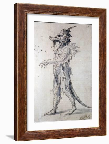 Costume Design for a Costume for a Dragon, 16th Century-Giuseppe Arcimboldi-Framed Giclee Print