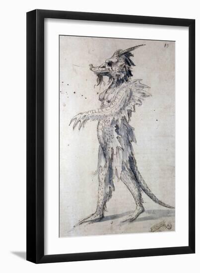 Costume Design for a Costume for a Dragon, 16th Century-Giuseppe Arcimboldi-Framed Giclee Print