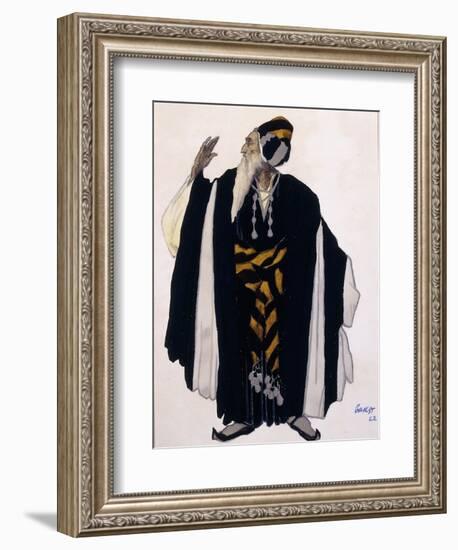 Costume Design for a Jewish Elder for the Drama 'Judith', 1922 (Pencil, W/C and Gouache on Paper)-Leon Bakst-Framed Giclee Print