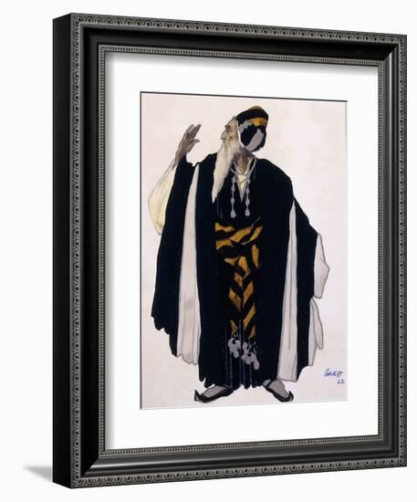 Costume Design for a Jewish Elder for the Drama 'Judith', 1922 (Pencil, W/C and Gouache on Paper)-Leon Bakst-Framed Giclee Print